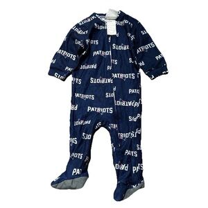Newborn Navy Patriots Logo Footed One-Piece
